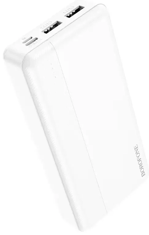 Borofone BJ24A ārējais akumulators (powerbank) | 20000 mAh | 10.5W | USB-A, Micro USB, USB-C | balts
