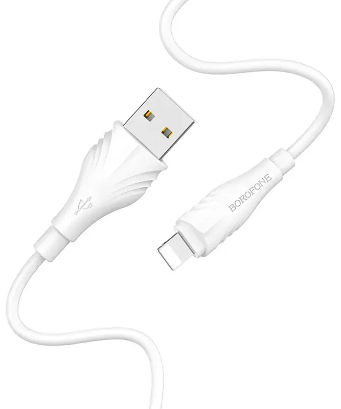 Borofone BX18 datu pārraides un uzlādes vads | USB-A uz Lightning | 10W | 1m | balts