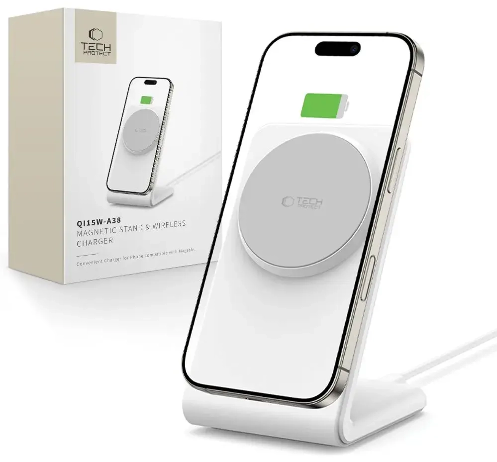 Tech-Protect QI15W-A38 беспроводная зарядка | Qi | Совместима с MagSafe | 15W | белая