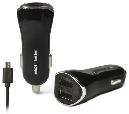 BELINE automašīnas lādētājs | 10W | USB-A | ar microUSB vadu komplektā | melns