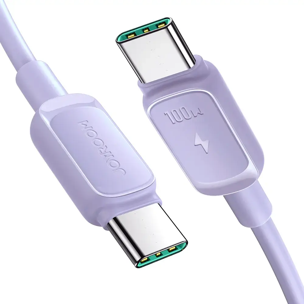 „Joyroom S-CC100A14“ duomenų perdavimo ir įkrovimo laidas | USB-C į USB-C | 100 W | 1,2 m | violetinis