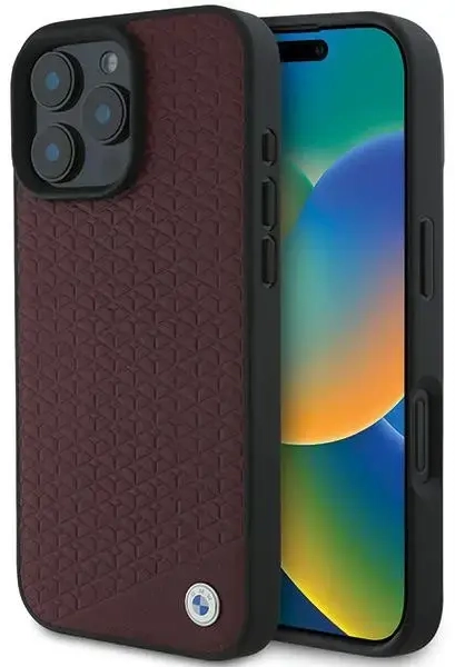 BMW BMHMP16X23RDDR iPhone 16 Pro Max 6.9" czerwony|red hardcase Sign Leather Diamond Metal Logo MagSafe
