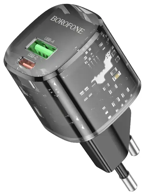 Borofone BN17 Sunlight tīkla lādētājs | 20W | PD, QC | USB-C, USB-A | melns