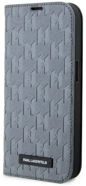 Karl Lagerfeld KLBKP14LSAKLHPG iPhone 14 Pro 6.1" bookcase srebrny|silver Saffiano Monogram
