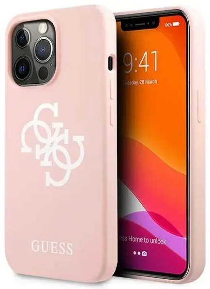 Guess GUHCP13LLS4GWPI iPhone 13 Pro | 13 6,1" różowy|pink hard case Silicone 4G Logo