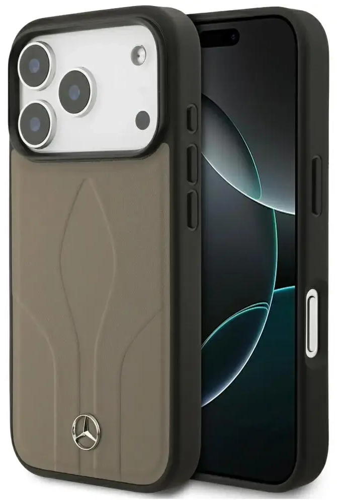 Mercedes Leather The Move maciņš ar MagSafe atbalstu telefonam iPhone 17 Pro taupe