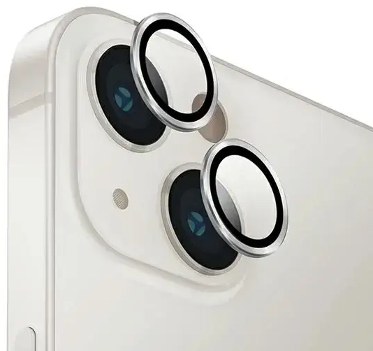 Uniq Optix Aluminum Camera Lens Protector for iPhone 14|14 Plus camera lens with applicator - silver