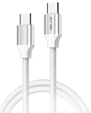 Beline BLNCWC03 datu pārraides un uzlādes vads | USB-C uz USB-C | 65W | 1m | balts