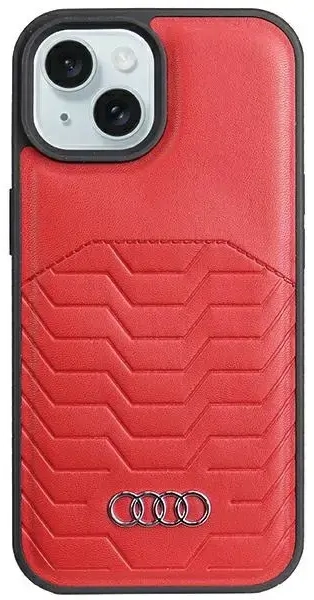 Audi Synthetic Leather MagSafe iPhone 15 | 14 | 13 6.1" czerwony|red hardcase AU-TPUPCMIP15-GT|D3-RD