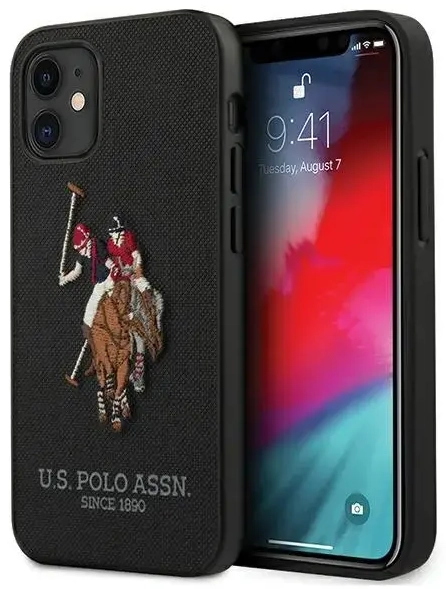 US Polo USHCP12SPUGFLBK iPhone 12 mini 5,4" czarny|black Polo Embroidery Collection