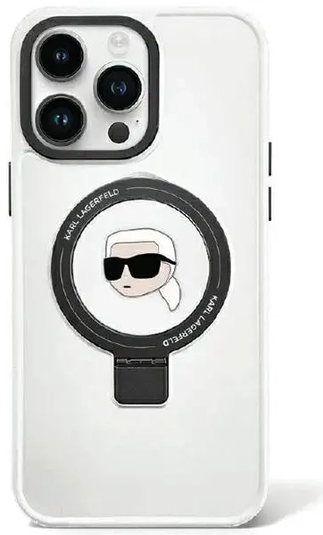 Original Pouch KARL LAGERFELD Ring Stand Karl Head MagSafe KLHMP15XHMRSKHH for Iphone 15 Pro Max White