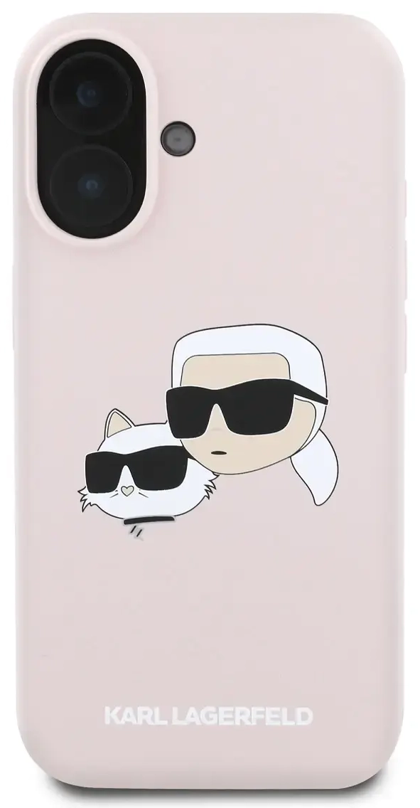 Karl Lagerfeld Liquid Silicone Double Heads MagSafe Case for iPhone 16 Pink