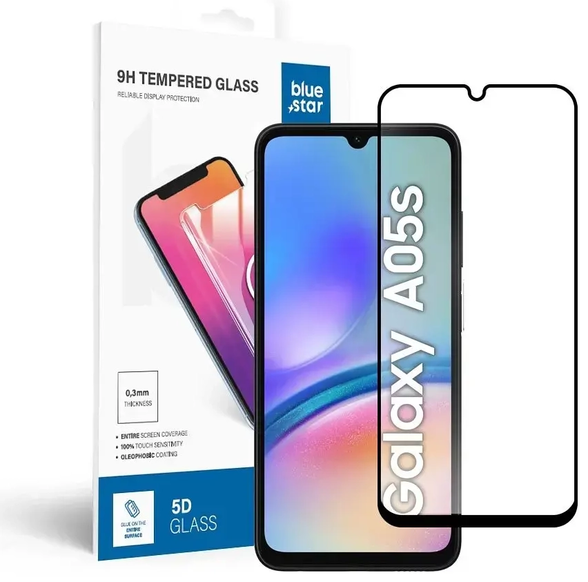 Blue Star 5D karastatud kaitseklaas telefonile Samsung Galaxy A05s (A057) paigaldusraamiga