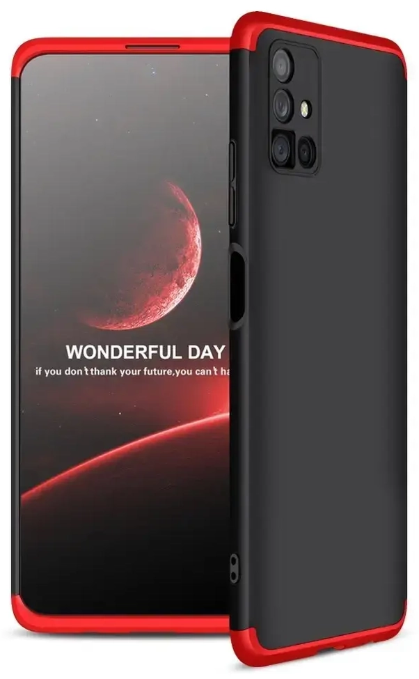 GKK 360 aizsargvāciņš priekšpuse un aizmugurējais korpusa vāciņš Samsung Galaxy M51 melnsarkans