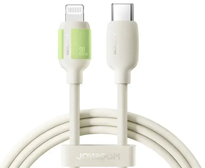 Joyroom S-A53 duomenų perdavimo ir įkrovimo laidas | USB-C į Lightning | 30W | 2m | smėlio spalvos