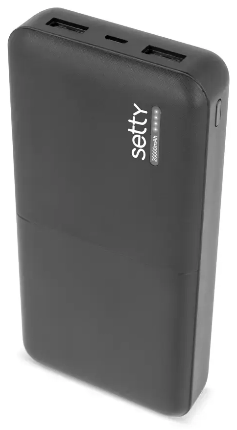 Setty SPB-20 ārējais akumulators (powerbank) | 20000 mAh | melns