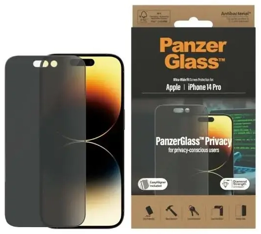 PanzerGlass apsauginis stiklas telefonui iPhone 14 Pro 6,1" (privatumo efektas) su Easy Aligner įtrauktu P2784