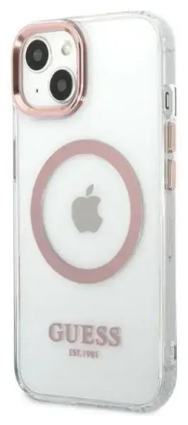 Guess case for iPhone 13 Pro | 13 6,1" GUHMP13LHTRMP pink hard case Metal Outline Magsafe