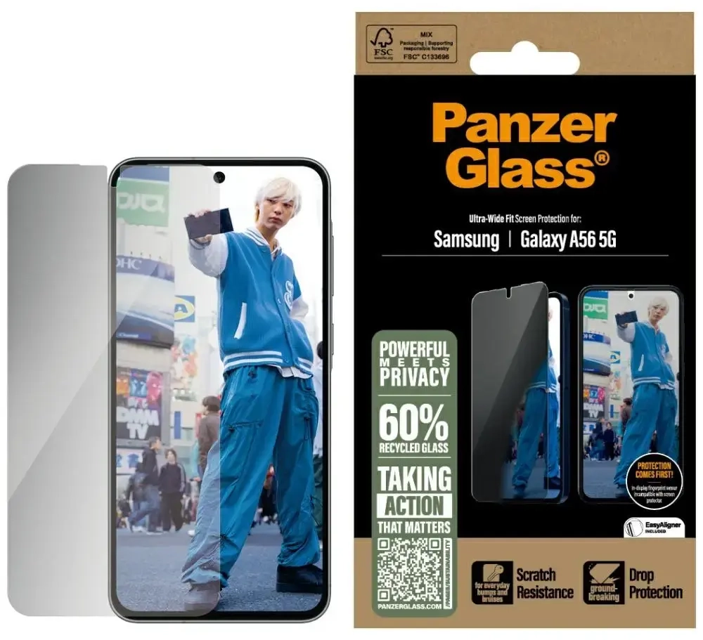 PanzerGlass kaitseklaas Samsung Galaxy A56 5G telefonile (privaatsusefektiga)
