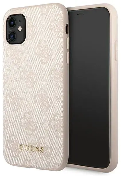Guess GUHCN61G4GFPI iPhone 11 6,1" różowy|pink hard case 4G Metal Gold Logo