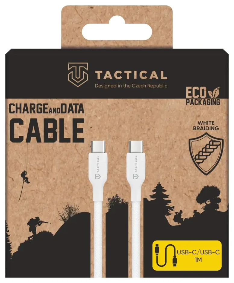 Tactical Stitch Thread datu pārraides un uzlādes vads | USB-C uz USB-C | 1m | balts