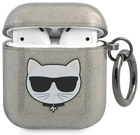 Karl Lagerfeld KLA2UCHGK AirPods 1|2 cover czarny|black Glitter Choupette