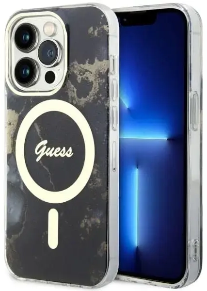Guess GUHMP14LHTMRSK iPhone 14 Pro 6.1" czarny|black hardcase Golden Marble MagSafe