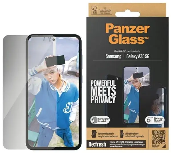 PanzerGlass Ultra-Wide Fit Sam A35 5G A356 Privacy Screen Protection Easy Aligner Included P7357