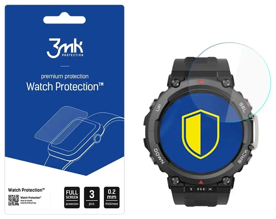 Amazfit T-Rex 2 - 3mk Watch Protection™ v. FlexibleGlass Lite screen protector