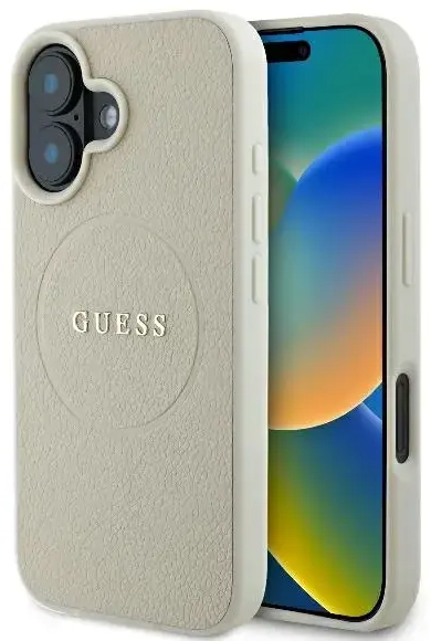Guess GUHMP16SPGHSMME iPhone 16 6.1" beżowy|beige hardcase Grained Ring MagSafe