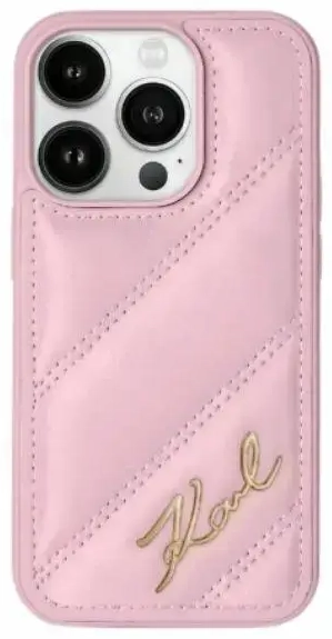 Karl Lagerfeld KLHCP15SPQDSMGP iPhone 15 | 14 | 13 6.1" różowy|pink hardcase Diagonal Quilted Script