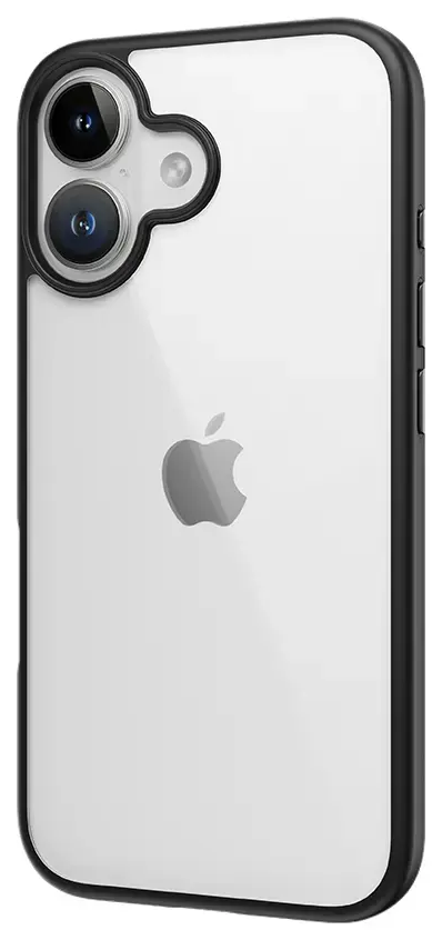 Rock Guard Series чехол для телефона iPhone 16 Plus прозрачный чёрный