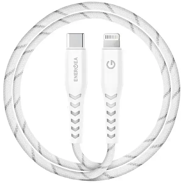 Energea Nyloflex andmeedastus- ja laadimiskaabel | MFI | USB-C – Lightning | 15W | 1.5m | valge