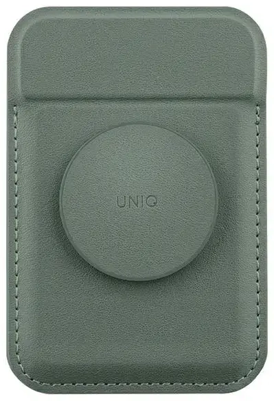 UNIQ Flixa magnetyczny portfel na karty z podpórką zielony|lichen green MagSafe