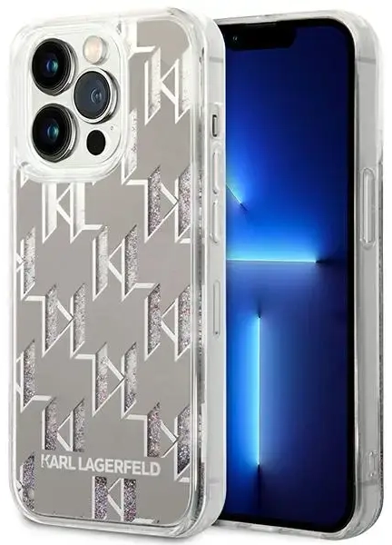 Karl Lagerfeld KLHCP14XLMNMS iPhone 14 Pro Max 6,7" hardcase srebrny|silver Liquid Glitter Monogram
