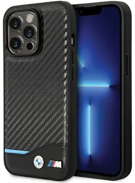Etui BMW BMHCP13X22NBCK iPhone 13 Pro Max 6.7" czarny|black hardcase Leather Carbon