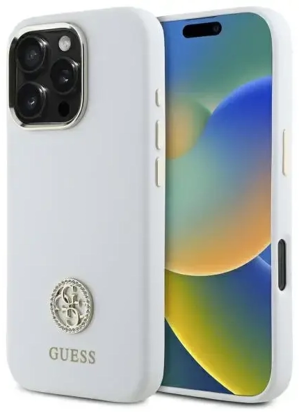 Guess GUHCP16LM4DGPH iPhone 16 Pro 6.3"   biały|white hardcase Silicone Logo Strass 4G