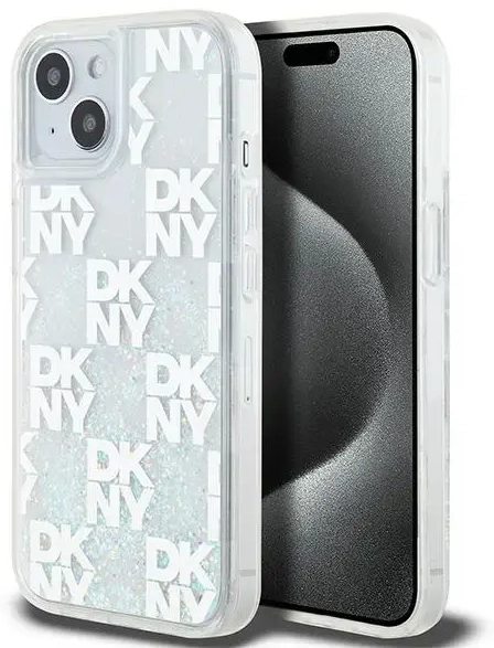 DKNY DKHCP15SLCPEPT iPhone 15 | 14 | 13 6.1" biały|white hardcase Liquid Glitter Multilogo