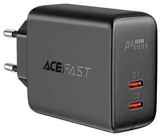 Acefast A9 tīkla lādētājs | 40W | PPS, PD, QC3.0 | USB-C | melns