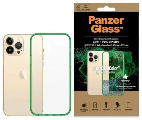 PanzerGlass ClearCase iPhone 13 Pro Max 6.7" Antibacterial Military grade Lime 0344