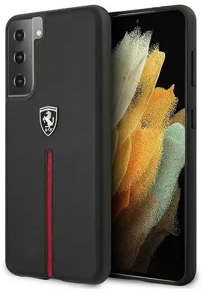 Ferrari FEOSIHCS21MBK S21+ G996 czarny|black hardcase Off Track Leather Nylon Stripe