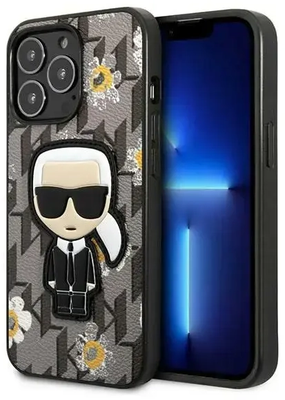 Karl Lagerfeld Ikonik Flower dėklas iPhone 13 Pro, pilkas