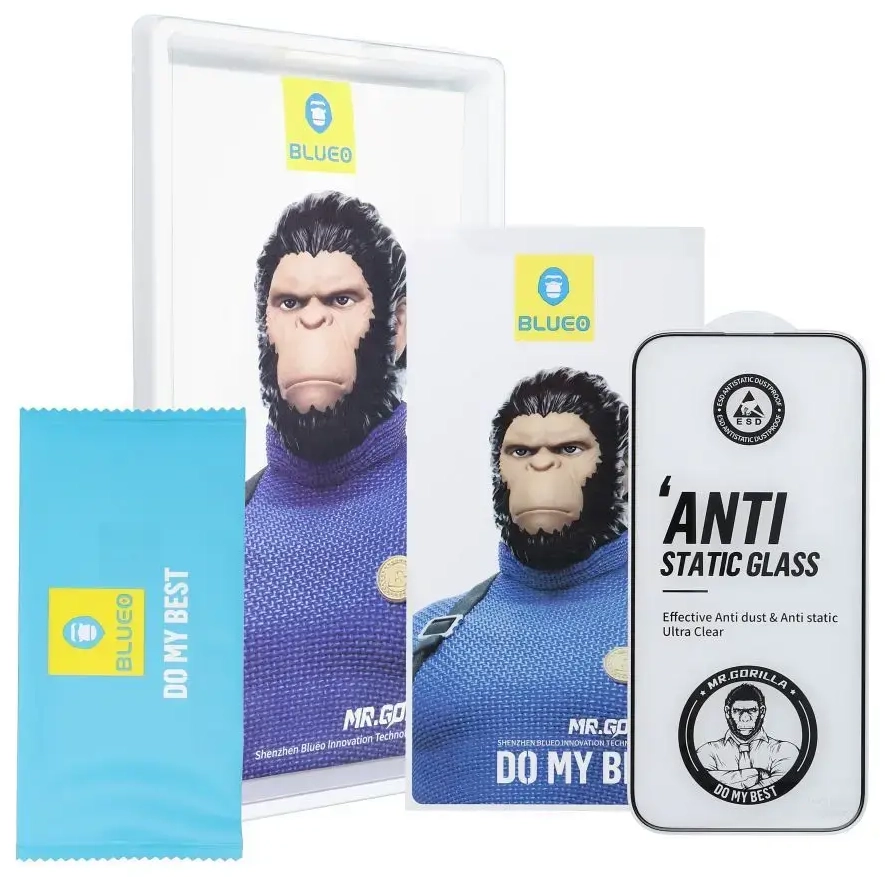 BlueO 5D Mr. Monkey ekrāna aizsargstikls priekš Apple iPhone 12 Pro Max melns