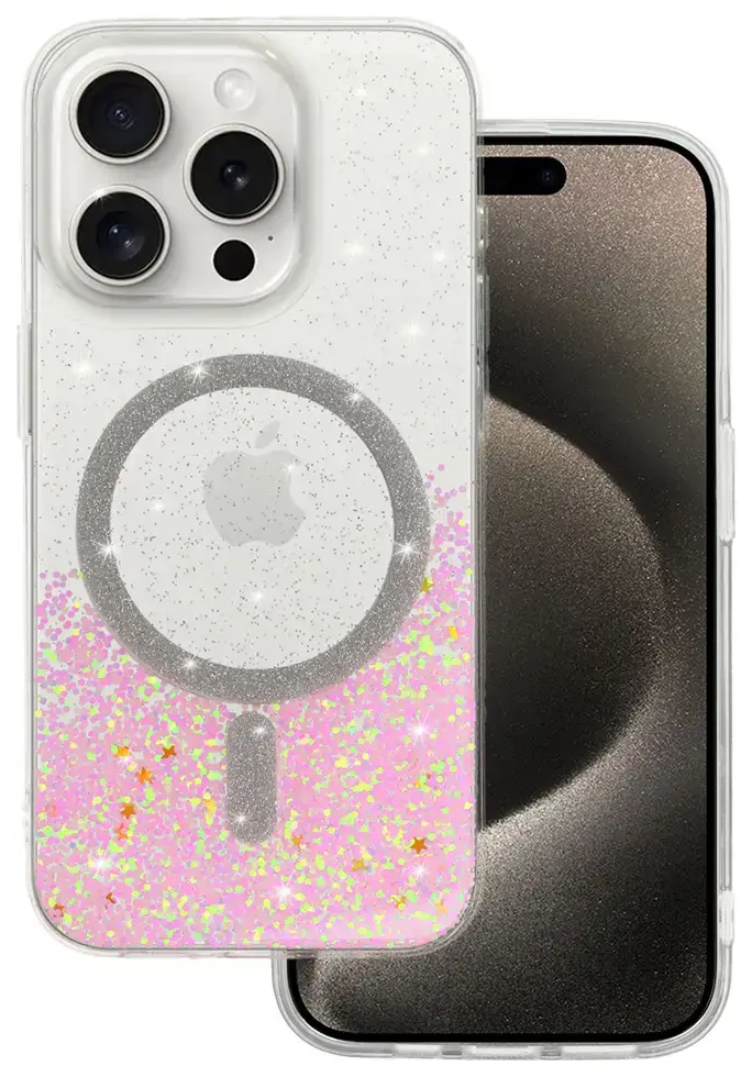 Tel Protect Moonlite phone case with MagSafe support for iPhone 14 pink transparent