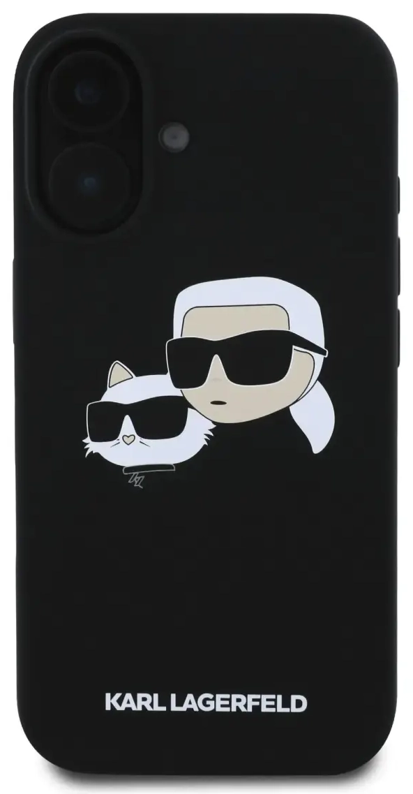 Karl Lagerfeld Liquid Silicone Double Heads MagSafe Case for iPhone 16 Black
