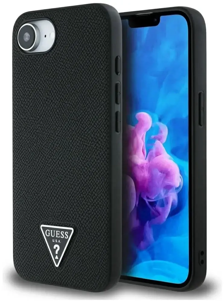 Case Guess Grained Triangle MagSafe for   iPhone 16e black