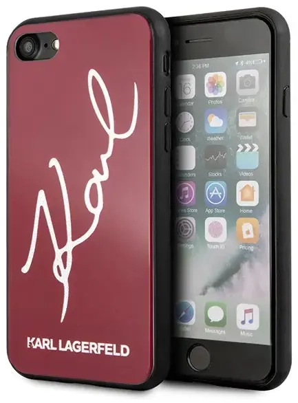Karl Lagerfeld KLHCI8DLKSRE Signature Glitter Silicone Cover Чехол для Apple iPhone 7 | 8 | SE 2020 Красный