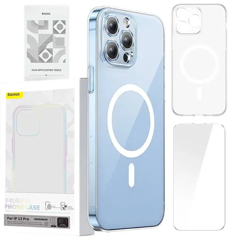 Baseus apsauginis stiklas telefonui iPhone 13 Pro skaidrus su valymo rinkiniu