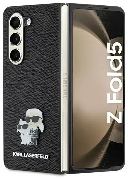 Karl Lagerfeld KLHCZFD5SAKCNPK Z Fold5 F946 hardcase czarny|black Saffiano Karl&Choupette Pin