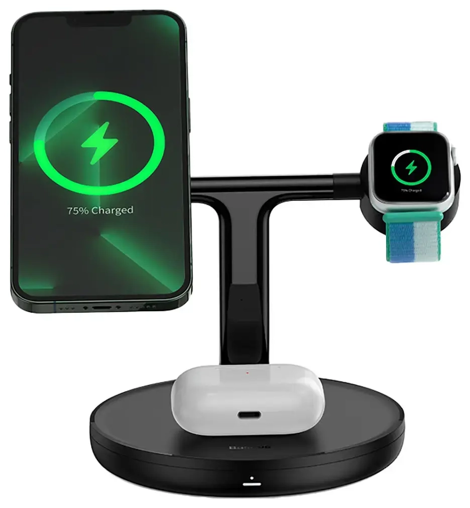 Baseus Swan 3-in-1 wireless charger | Qi | MagSafe compatible | black